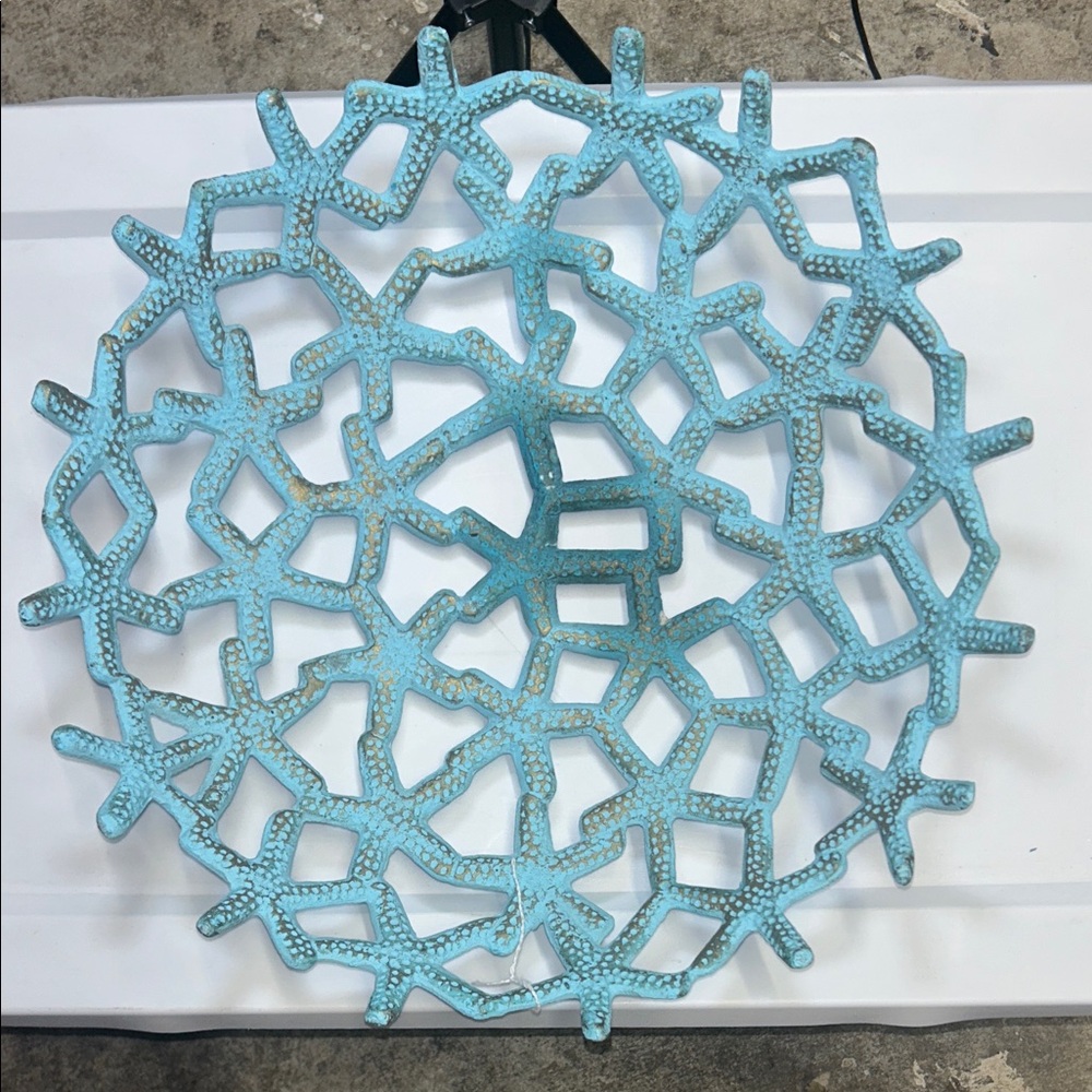 Turquoise Starfish Metal Wall Art Coastal Beach Decor Nautical Wall Hanging 17”